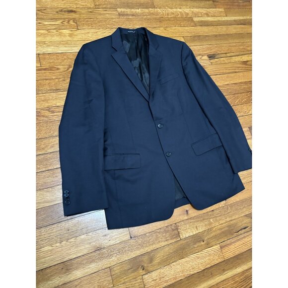 John Varvatos Mens Blazer Jacket Size 40R Navy Blue Solid 100% Wool Sport Coat - Picture 3 of 8